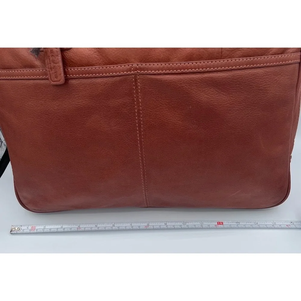 Liz Claiborne Brown Genuine Leather Laptop Briefcase Work Tote Bag